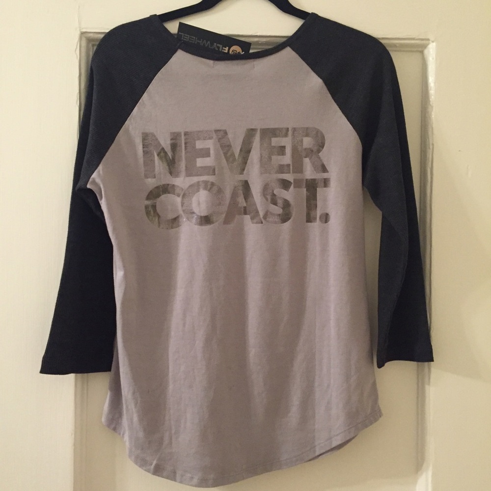 NWT Flywheel foil baseball tee shirt top